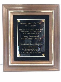 US Amry Plaque Achievement Award