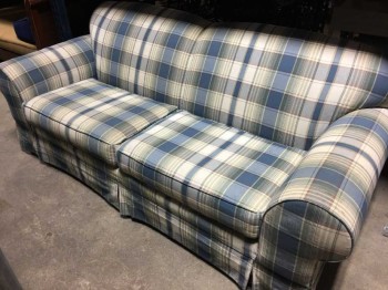 PLAID SOFA, PLAID COUCH, VINTAGE,