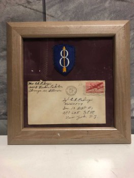 Framed Military Patch And Envelope