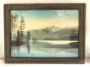 ARTWORK, CLEARED, HAND TINTED PHOTOGRAPHY, LAKE, MOUNTAINS, VINTAGE, 1930