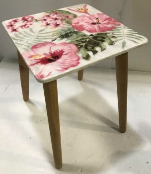 Floral Side Table, Mid Century Modern MIDCENTURY MODERN
