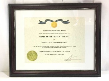 Army Achievement Medal Certificate Framed