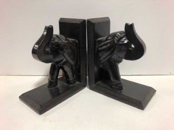 Elephant, Wooden Bookends