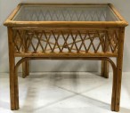 GLASS TOP BAMBOO COFFEE TABLE,VINTAGE