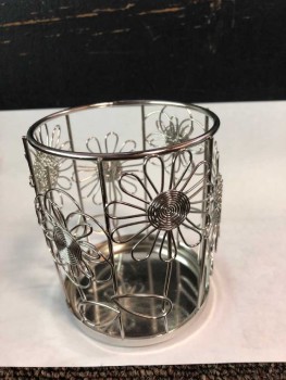 Silver Floral Pen Holder, Wired