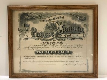 DIPLOMA, CLEARED, THE PUBLIC SCHOOL OF CENTRALIA, VINTAGE, ANTIQUE, 1908