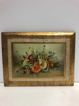 Gold, Flowers, Wooden