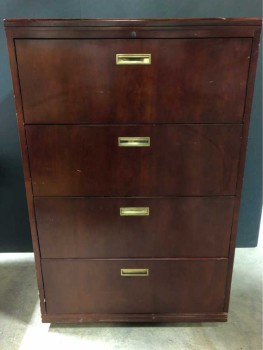 Filing Cabinet, Fur Drawer, Brown, On Wheels, Non Functioning Drawer