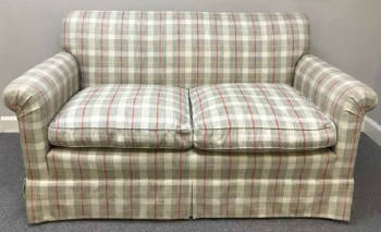 Vintage Wool Couch Loveseat Sofa Two Seater Plaid