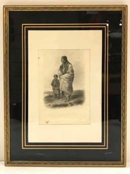 CLEARED VINTAGE ARTWORK, 1860, ENGRAVING, RANDOM WRIGHT HATCH, "DAKOTA WOMAN AND ASSINIBOINE "