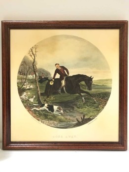 VINTAGE ARTWORK, PAINTED BY W.J. SHAYER, ENGRAVED BY E.G. HESTER, "GONE AWAY",  HORSE, RIDER. HOUNDS, HUNTING, THE MILL GALLERY