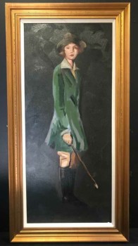 Framed Oil Painting Portrait Of Young Equestrian