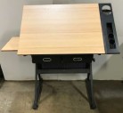 DRAFTING TABLE, DESK, 4 AVAILABLE
ADDITIONAL 16.5" PULL OUT SHELF, ADJUSTABLE HEIGHT 3'10" AT IT'S TALLEST ANGLE