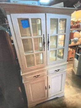 TWO PIECE HUTCH, CABINET, FRENCH