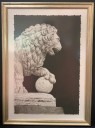 Framed Photo Black/White Lion Statue
