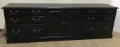 OFFICE CREDENZA, BLACK LACQUER, 6 DRAWER, 2 DOOR, 2 LATERAL FILES