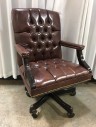 Leather Tufted Rolling Office Bank