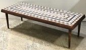 COFFEE TABLE, MOSAIC, MIDCENTURY MODERN, MID CENTURY MODERN, BROWN TONES WITH WHITE AND BLACK