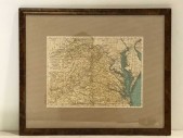 CLEARED, VINTAGE FRAMED MAP, VIRGINIA STATE, TREASURE MAP