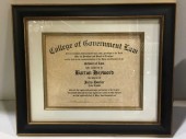 Framed College Diploma Award
