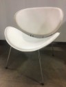 White Leather Chair Clam Shell