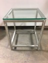 Table, Side Table, Silver, Glass