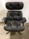 EAMES MID CENTURY LOUNGE CHAIR, AGED