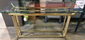 BRASS GLASS TOP CONSOLE TABLE