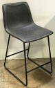 Grey Distressed Faux Leather Restaurant Cafe Stool Chair With High Metal Legs
