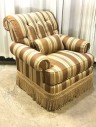 SILK CHAIR, 2 CHAIRS AVAILABLE, MATCHING OTTOMAN, WITH ACCENT PILLOW