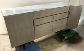 CONTEMPORARY CREDENZA, GLASS TOP, CHLOE, MATCHING DESK ITEM PS039252