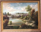 FRAMED ARTWORK, CLEARED, LAKE, RIVER, TREE, NATURE, SCENIC