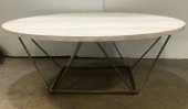 Modern Coffee Table Faux Stone Made Of Laminate With Gold Legs.
