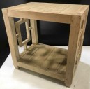 Rustic Wooden Side Table With Side Rectangle Motif
