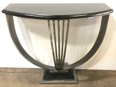 MIDCENTURY MODERN, MID CENTURY MODERN CONSOLE TABLE, MARBLE TOP, METAL BASE