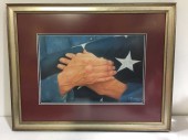 Military Painting Hands Over Flag Framed