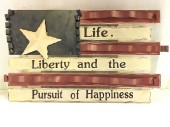 Hanginf Sign American Flag Life Liberty Pursuit Of Happiness