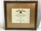 Iraqi Campaign Medal Certificate Framed