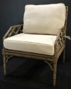 Handmade Ballard Designs Tillie Chair, Chinese Chippendale Style, Linen Cushions, Beechwood Fretwork Back And Arms