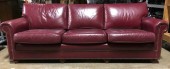 Red Burgandy 3 Seat Leather Sofa