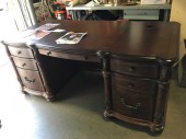 Mahogany Leather Top Executive Desk, Presidential Style Desk, On Wheels