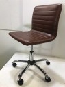 ROLLING LEATHER OFFICE CHAIR, ON WHEELS, MID CENTURY MODERN, MIDCENTURY MODERN