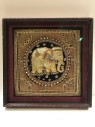 FRAMED ARTWORK, CLEARED, FABRIC ELEPHANT, INDIAN, VINTAGE