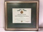 Department Of The Army Amy Commendation Medal Certificate Framed