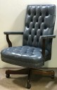 BLUE ROLLING LEATHER OFFICE CHAIR