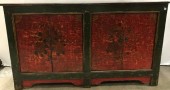 Red And Black Wooden Asian Cabinet