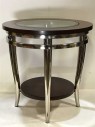 GLASS INSERT MIDCENTURY MODERN, MID CENTURY MODERN SIDE TABLE, 2 AVAILABLE, MATCHING COFFEE TABLE AVAILABLE