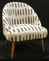 Upholstered Arm Chair, Contemporary Abstract Design, Barrel Chair
