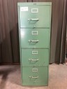 Filing Cabinet, Green, Four Drawers, Vintage, 1950's, Steelcase