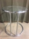 Side Table, Metal, Glass, Round